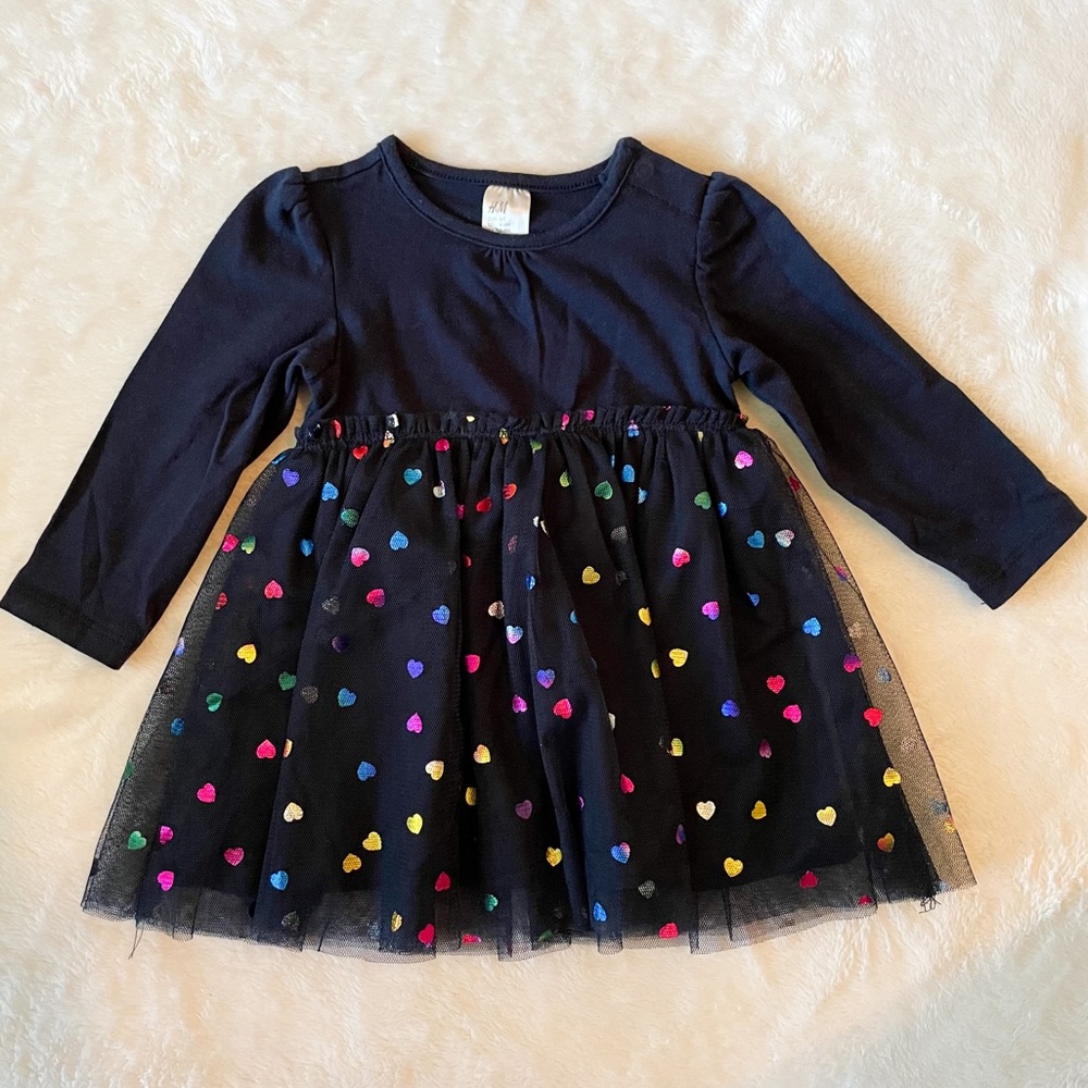 H&M Dress with Heart Mesh Print 4-6 Months